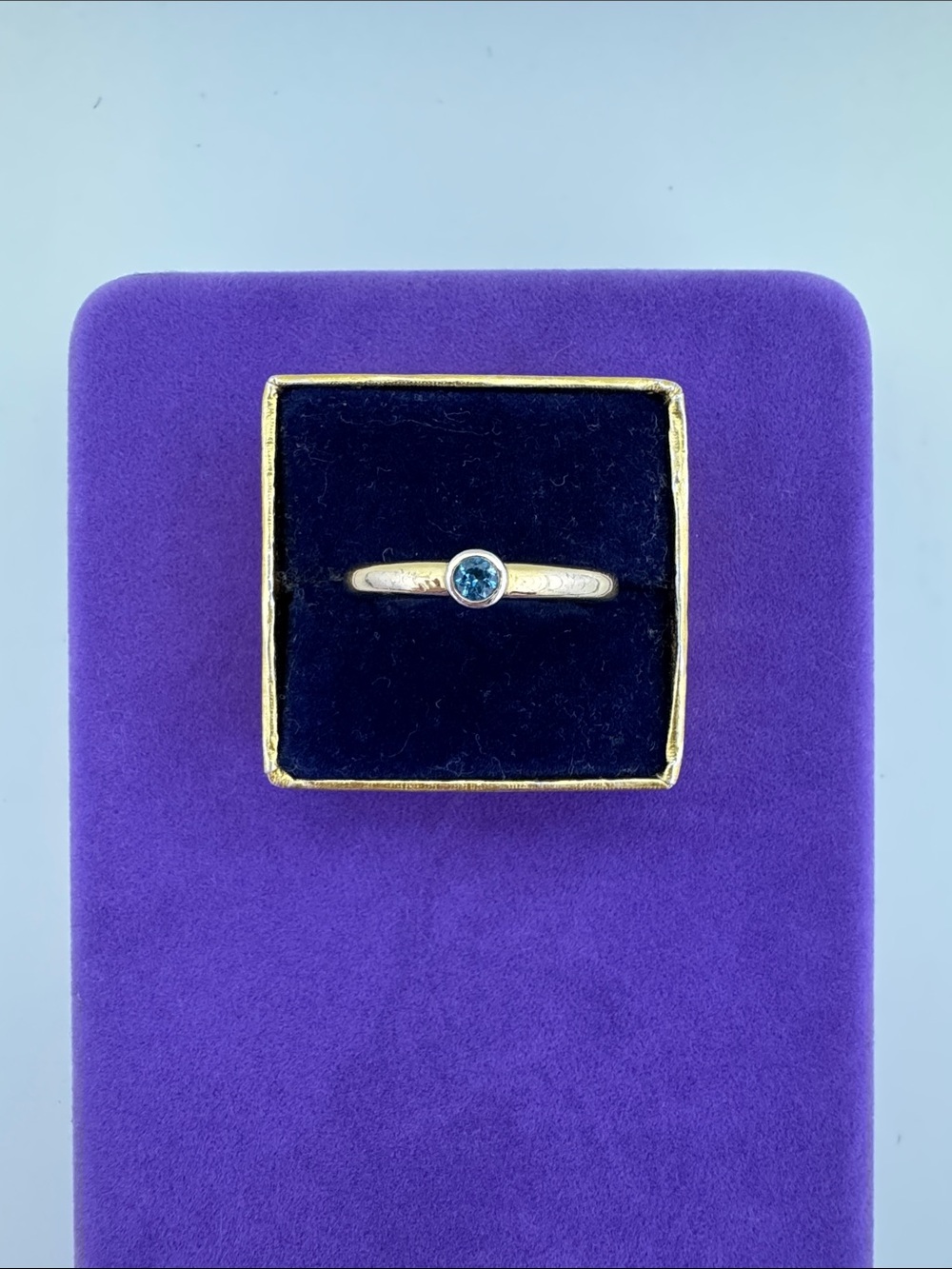 💛Mejuri 18k Gold Vermeil Blue Topaz Solitaire Ring | Icy Bold Minimalism Retired